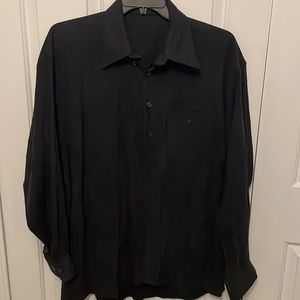 Jack Lipson Heavy Textured Button Down Black shirt SZ XL GUC B1015